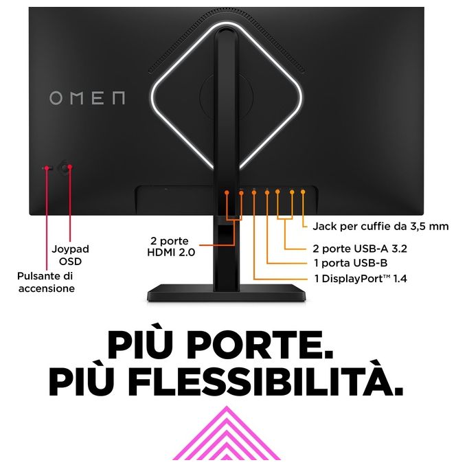 HP 780J4E9#ABB OMEN Monitor da gaming 27'' QHD 240 Hz 1 ms IPS NVIDIA G-SYNC Compatible AMD FreeSync Premium colore Nero