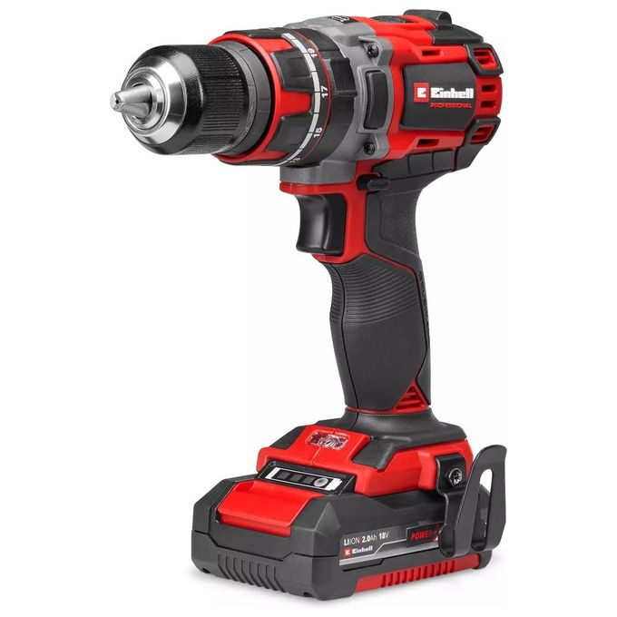 Einhell 4514211 TP-CD 18-60 Li-i BL Trapano avvitatore a percussione a batteria 18 V 2,0 Ah motore brushless mandrino 13 mm luce LED inclusa valigetta colore Nero