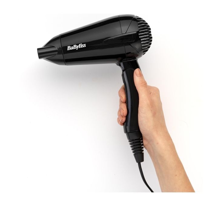 Babyliss 5344E Asciugacapelli da Viaggio 2000W Leggero e Compatto con Manico Pieghevole Doppio Voltaggio Nero