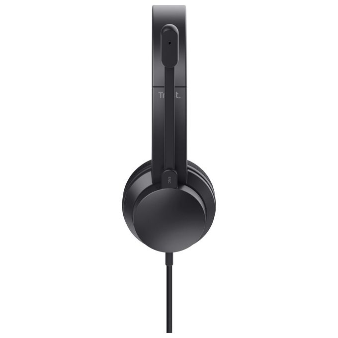 Trust Ayda USB Cuffie con Microfono ENC Cancellazione del Rumore Mic Noise Cancelling 65% Plastica Riciclata Auricolari con Filo 180 m Headphones On-Ear Cablato per PC Laptop Mac - Nero