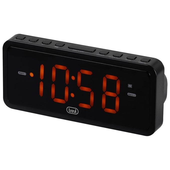 Trevi EC 882 Orologio Digitale con Grande Display 1.2'' 2 Sveglie Programmabili con Suoneria Elettronica e Vibrazione Funzione Dimmer e Funzione Snooze Vano Batterie Anti Blackout