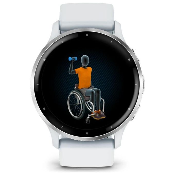 Garmin 010-02784-00 Venu 3 Smartwatch 45 mm Display AMOLED 3,56 cm (1,4'') Risoluzione 454 x 454 Pixel Touch Screen Wi-Fi GPS 8 GB Memoria Interna Batteria 14 Giorni Resistenza 5 ATM colore Argento Bianco