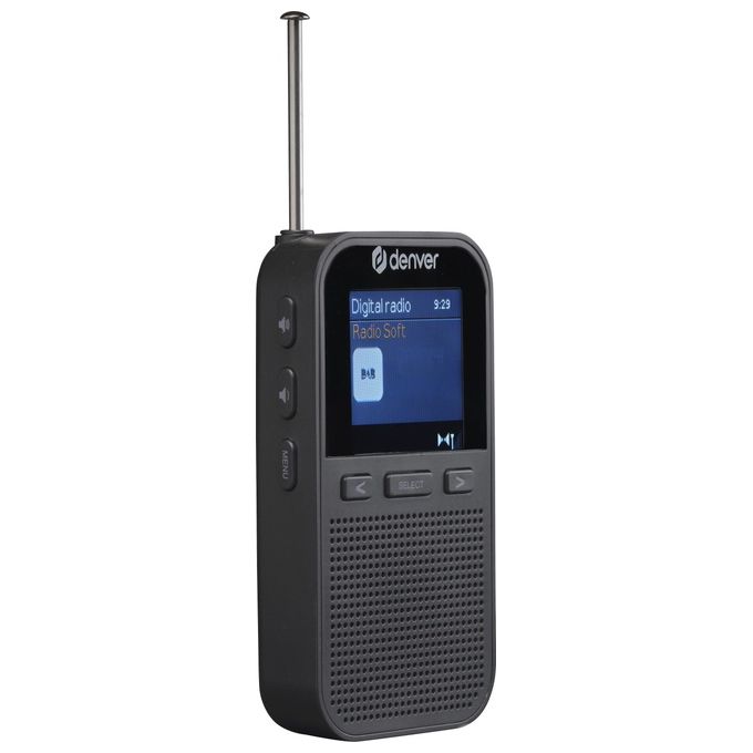 Denver DAH-126 Radio Portatile DAB+ FM Digitale Batteria 1800 mAh 8h Display LCD 1.8'' 2 Sveglie colore Nero