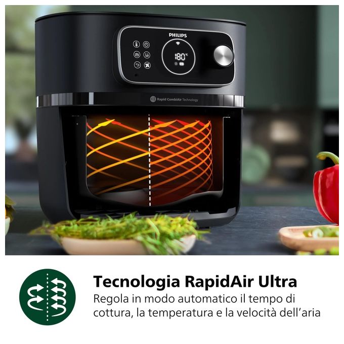 Philips HD9876-90 Friggitrice ad aria 8.3 L 2200 W 22 Programmi Display LED colore Nero