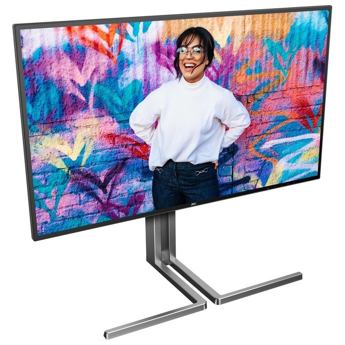 AOC U27U3CV Monitor 27'' UHD 3840x2160 Nano IPS 60Hz HDR400 Altezza Regolabile HDMI2x DP1x USB Hub Speaker colore Nero-Argento