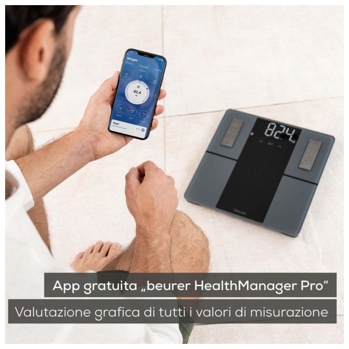 Beurer BF500BT Super Black Edition Bilancia Pesapersone Diagnostica Bluetooth 8 utenti 180 Kg colore Nero