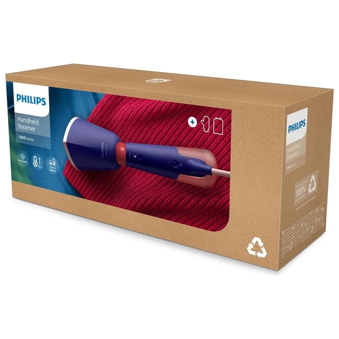 Philips STH5030-20 Serie 5000 Stiratore Verticale a Vapore Portatile 1400 W 0,2 L Vapore Continuo 24 g-min Piastra in Metallo colore Blu