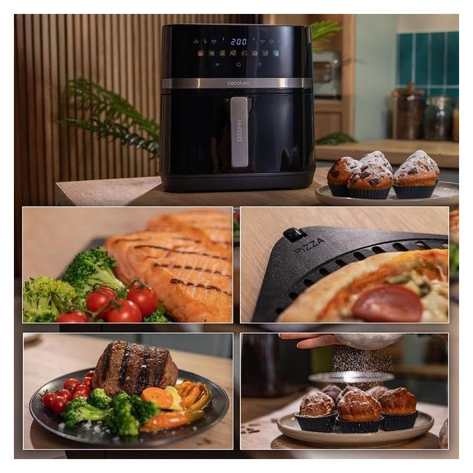 Cecotec 100501 CecofryandGrill Duoheat 8000 Friggitrice ad aria 8 L 2200W 8 Programmi Display Touch colore Nero