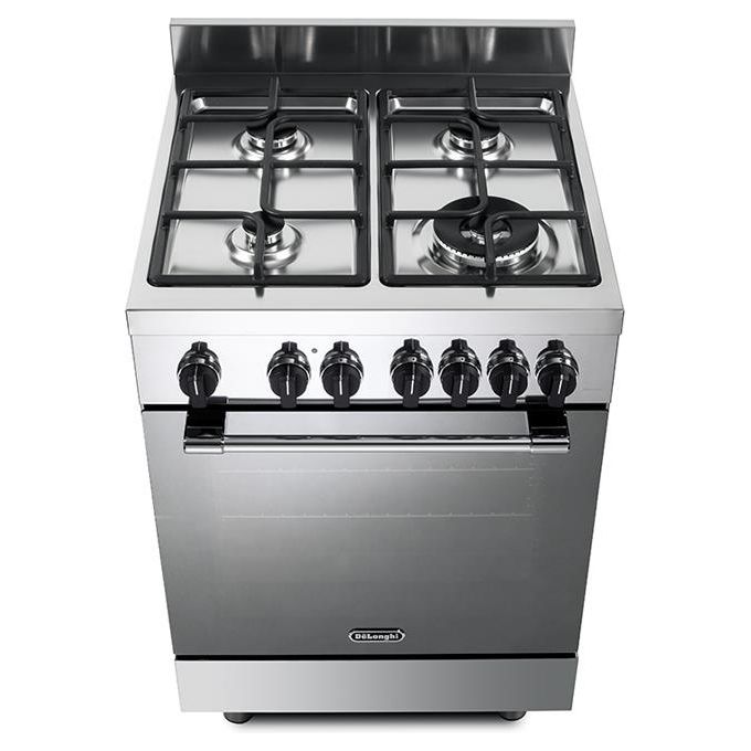 De'Longhi GEMMA 66 ML Cucina 60x60 cm Gas 4 Fuochi Doppia Corona Forno Elettrico 74 L 10 Funzioni Classe A colore Inox