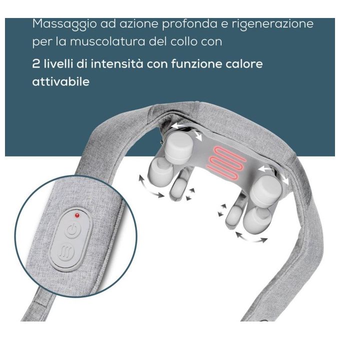 Beurer MG 154 Massaggiatore per Collo e Spalle Senza Fili 10 W 2 Ore Autonomia Funzione Calore 2 Livelli Intensita' colore Grigio