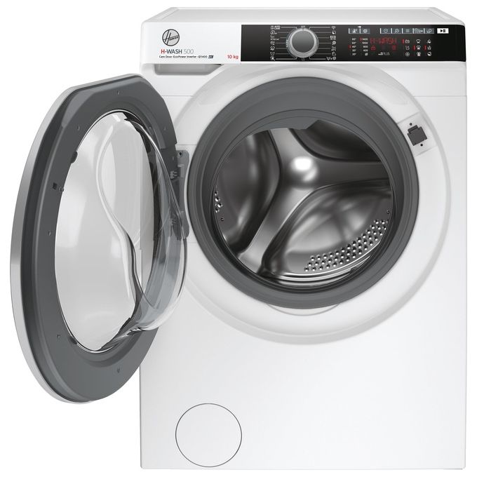 Hoover H-WASH 500 HWE410AMBS - Lavatrice a Carica Frontale 10 kg, 1400 rpm, Classe Energetica A, Motore Inverter con 9 Cicli Care, Funzione Vapore e Controllo Remoto Wi-Fi (85×60×59 cm), Colore Bianco