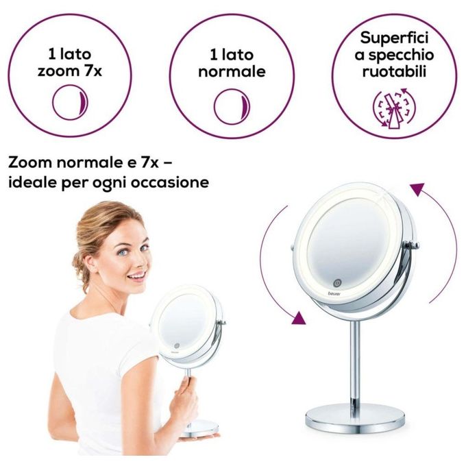 Beurer BS 55 Cosmetico Illuminato con Ingrandimento 7X Cromato