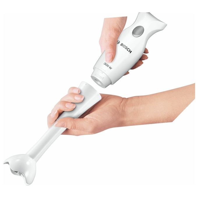 Bosch MSM6B150 - Frullatore a immersione 300 W, velocita' variabile, accessori: bicchiere graduato 1 L, lama in acciaio inox, Bianco