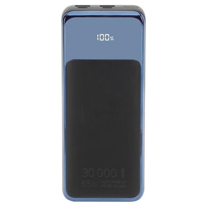 Rivacase VA1080 Powerbank 30000 mAh 65W Power Delivery QC3.0 4 porte Display LCD colore Nero Blu