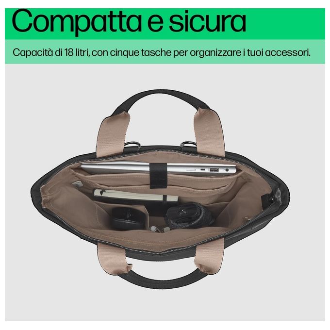HP 9C2H0AA Borsa-Zaino Convertibile per Laptop fino a 14 pollici 18 L con Tasca RFID e Materiale Riciclato colore Nero