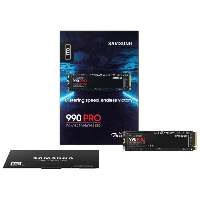 Samsung MZ-V9P1T0BW 990 PRO SSD Interno NVMe M.2 1TB PCIe 4.0 x4 Lettura 7450 MB-s Scrittura 6900 MB-s V-NAND MLC