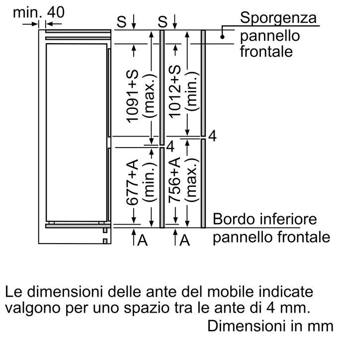 Bosch KIV865SE0 Serie 2 Frigorifero Combinato da Incasso 267 L 177,2 cm Classe E 35 dB Low Frost colore Bianco