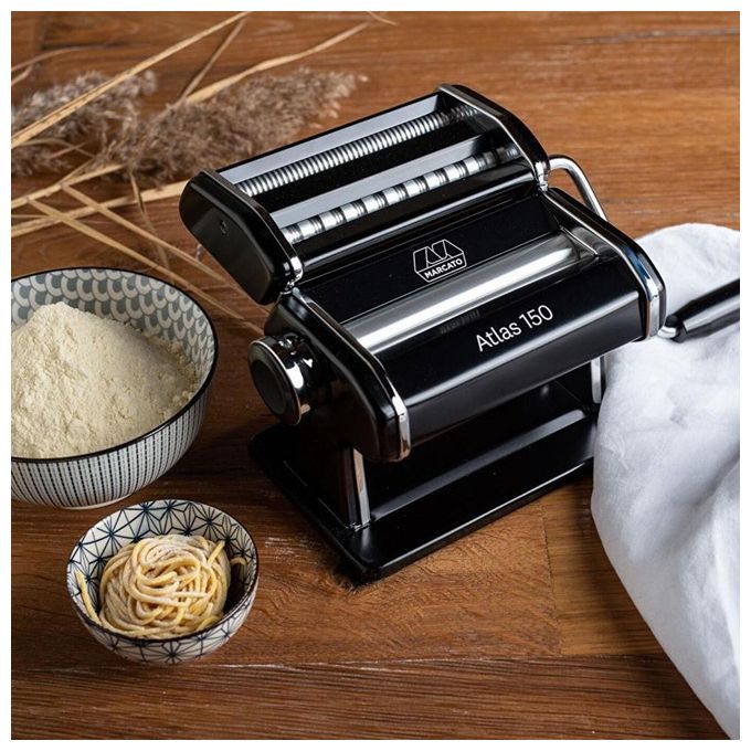 MARCATO AT-150-NER-PB Atlas 150 Macchina per Pasta Manuale con Pasta Bike Larghezza 150 mm Regolatore 10 Livelli colore Nero
