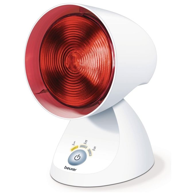 Beurer IL-35 Lampada a Raggi Infrarossi Terapia del Calore 150W timer digitale 3 livelli inclinazione regolabile colore Bianco