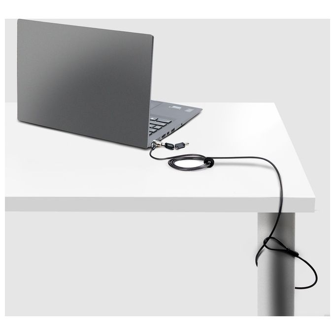 StarTech.com NANOK-LAPTOP-LOCK Cavo di Sicurezza per Laptop con Nano Slot 2 m Chiave Antifurto Rotazione 360° colore Nero Argento