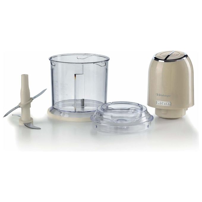 Ariete 0438 Vintage Tritatutto Chopper Tritaghiaccio 400 W 600 ml 4 lame Acciaio Inox 2 velocita' colore Beige