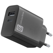 Cellularline ACHUSB2PD32WK MULTIPOWER PD 32W Caricabatterie da Rete con USB-C 20W e USB-A 12W colore Nero