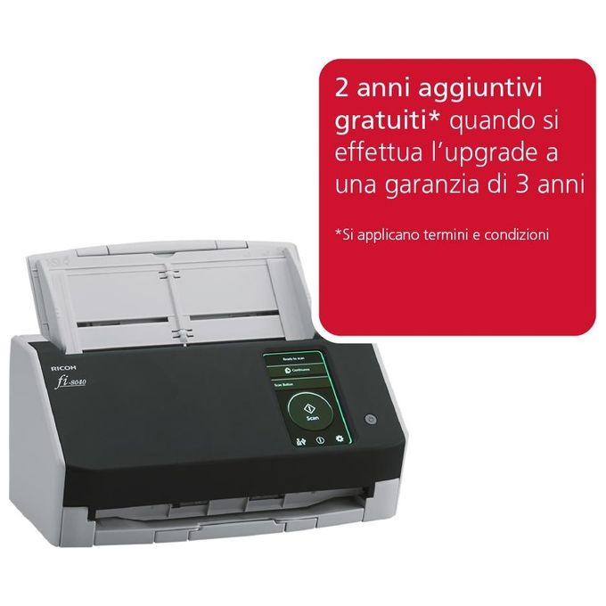 Ricoh 4939761313615 fi-8040 Scanner ADF Duplex 40 ppm 80 ipm Touch Screen 600 x 600 DPI colore Nero Grigio