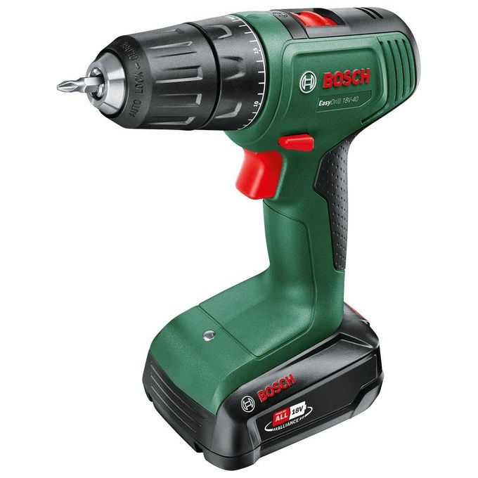 Bosch 06039D8004 EasyDrill 18V-40 Trapano Avvitatore a Batteria 18 V 2 Velocita' 20 Posizioni Coppia Mandrino 13 mm colore Nero Verde