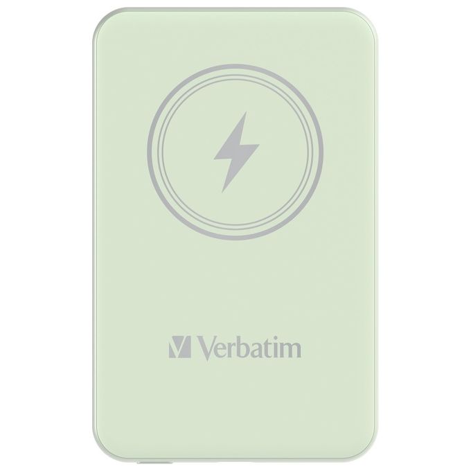 Verbatim 32241 Charge 'n' Go Power Bank Magnetico 5000 mAh 15 W Ricarica Wireless 20 W Power Delivery colore Verde