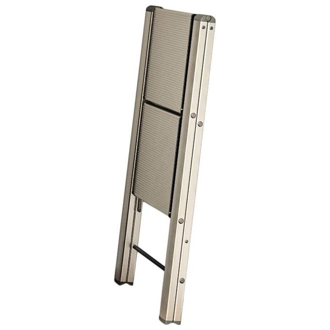 Colombo Sgabello Scala LEONARDO 2 gradini in alluminio anodizzato,ultrasottile,ultrapiatto,nero portata max 150kg EN14183 Made in Italy