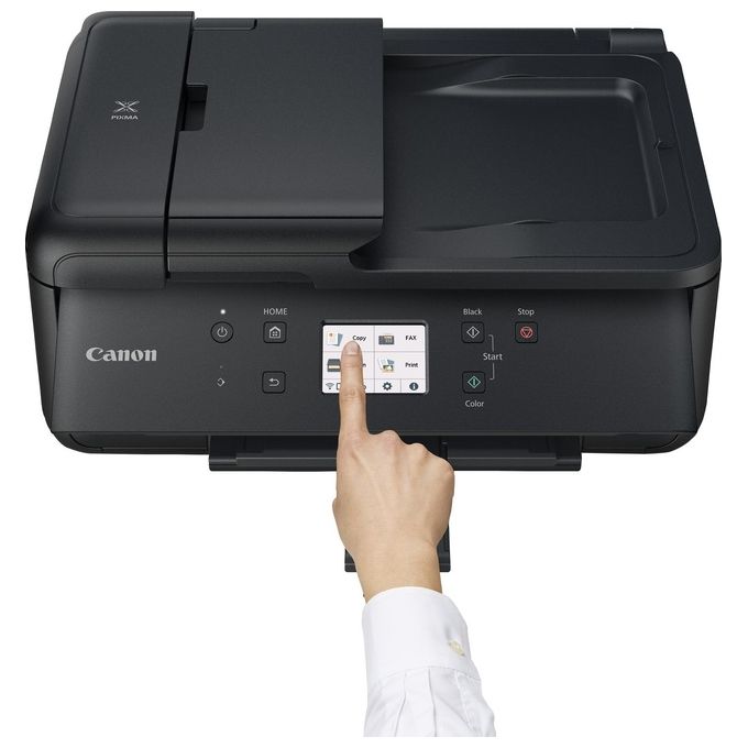 Canon PIXMA TR7650 Stampante Multifunzione 4 in 1 Getto d'Inchiostro 5 Cartucce Wi-Fi Stampa Fronte Retro Automatica ADF LCD Touch 4800 x 1200 DPI colore Nero