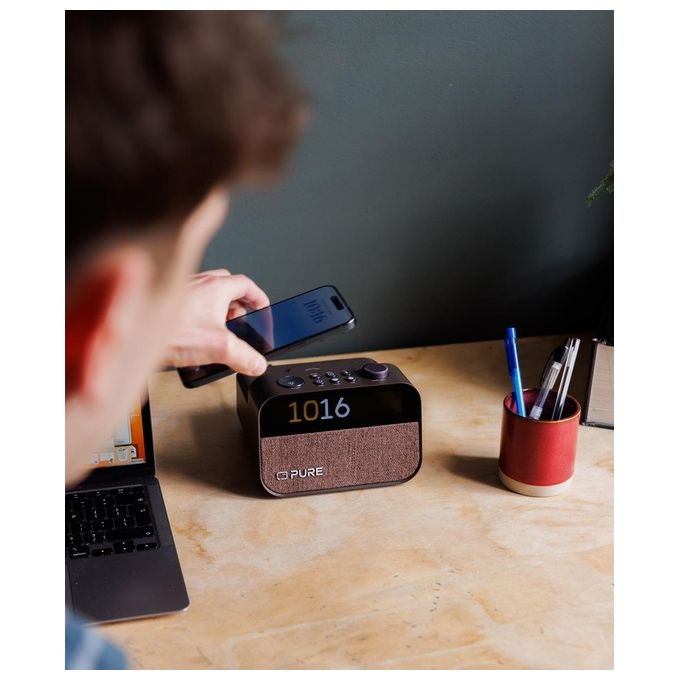 Pure 30103 Moment Charge Radiosveglia Digitale DAB+ FM Bluetooth 5.3 Ricarica Wireless 10W colore Coffee Black