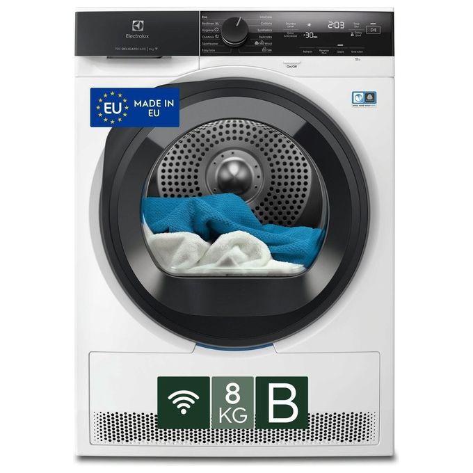 Electrolux EW7H48GY Serie 700 DelicateCare Asciugatrice Pompa di Calore 8 Kg Classe B Wi-Fi Inverter 63 dB (85x60x66 cm) colore Nero Bianco