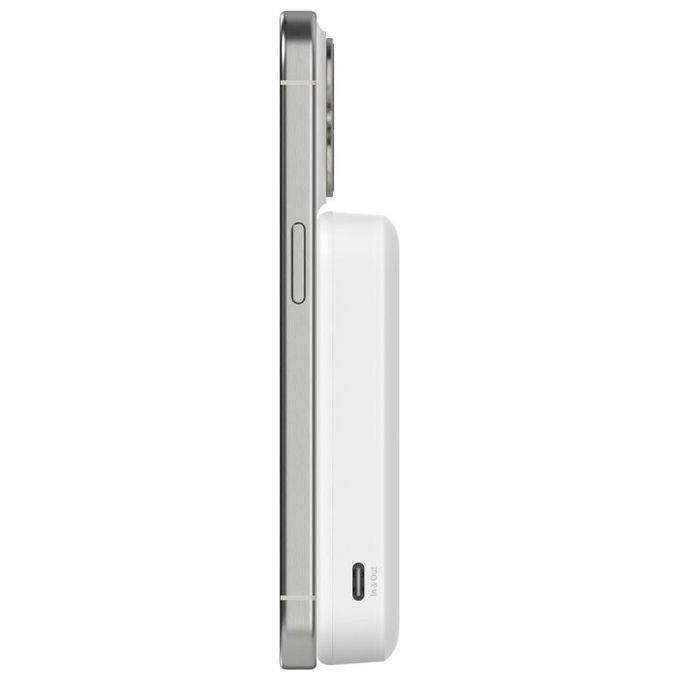 Belkin BPD007BTWH BoostCharge Pro Power Bank Magnetico 8000 mAh 15 W Wireless Qi2 con Supporto Integrato 2 Porte USB-C colore Bianco