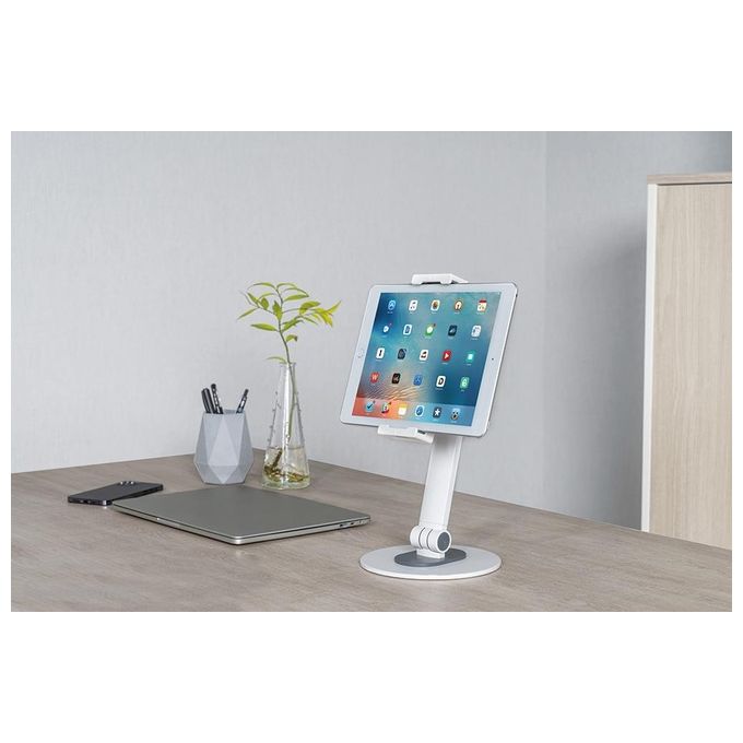 Neomounts DS15-540WH1 Supporto Universale da Scrivania per Tablet Fino a 12,9 Pollici Regolabile in Altezza e Rotazione 360° Colore Bianco