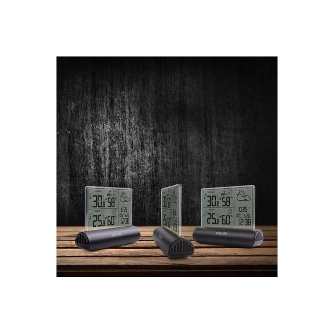 Explore Scientific WSH4501 Stazione Meteo LCD con Display in Vetro Temperatura Umidita' e Pressione Barometrica Interna Esterna Previsioni del Tempo Fino a 3 Sensori Portata 100 m colore Nero