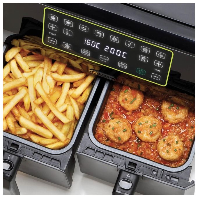 Ariete 4623 Airy Fryer Dual Friggitrice ad aria 8 L 1700 W Doppio Cestello 8 Programmi Display LED Touch colore Nero