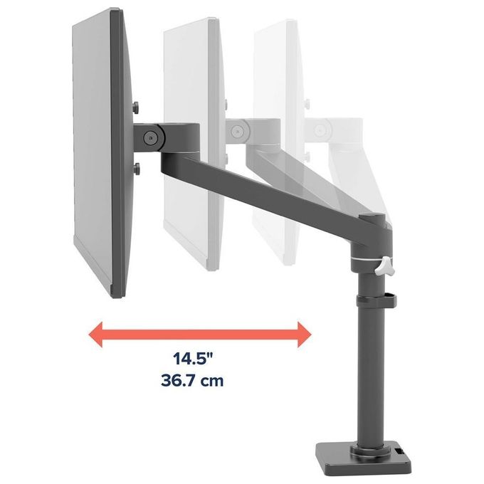 ERGOTRON 45-669-224 NX Monitor Arm Supporto per Monitor Singolo fino a 34'' e 8 Kg VESA 75x75 100x100 mm Rotazione 360° Inclinazione 30° Altezza Regolabile 199-447 mm colore Nero