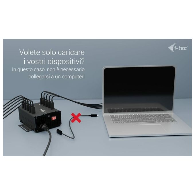 I-tec CACHRGHUB10CIT Hub USB-C USB-A Metal 10 porte USB-C 15W per porta alimentatore 180W colore Nero