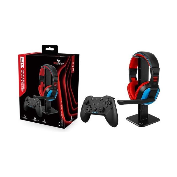 EgoGear SBP30-NS-BK Gamepad + Cuffie Gaming Wireless Bluetooth con Pulsanti Programmabili e LED RGB Compatibile con Nintendo Switch OLED PC PS3 colore Nero Blu Rosso