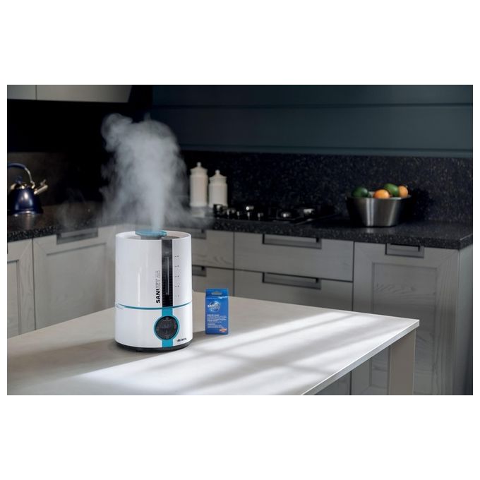 Ariete 2836 Sani-Jet Air Umidificatore a ultrasuoni capacita' 5 L per ambienti fino a 90 m² autonomia 15 ore funzione igienizzante ionizzatore display LED touch Bianco-Azzurro