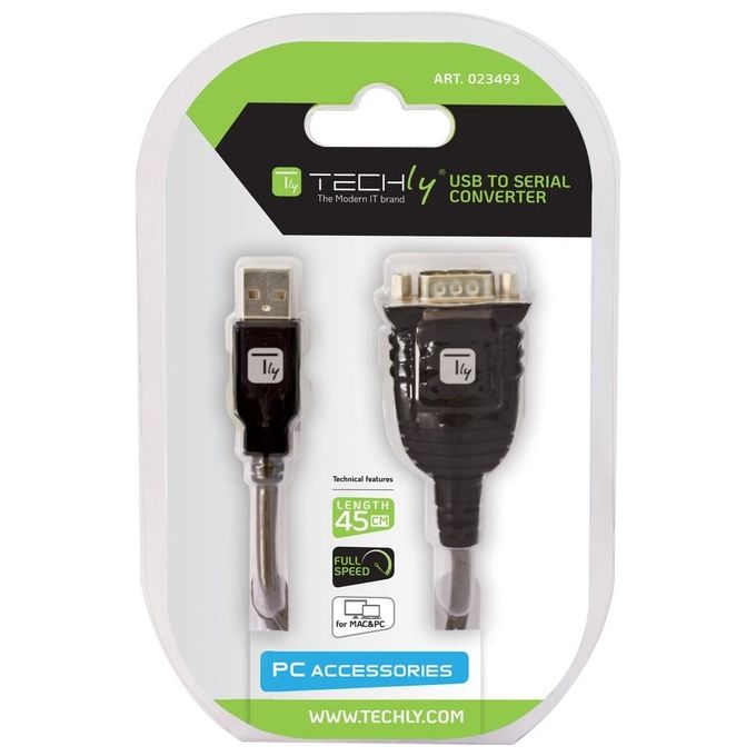 Techly Convertitore Adattatore da Usb a Seriale in Blister