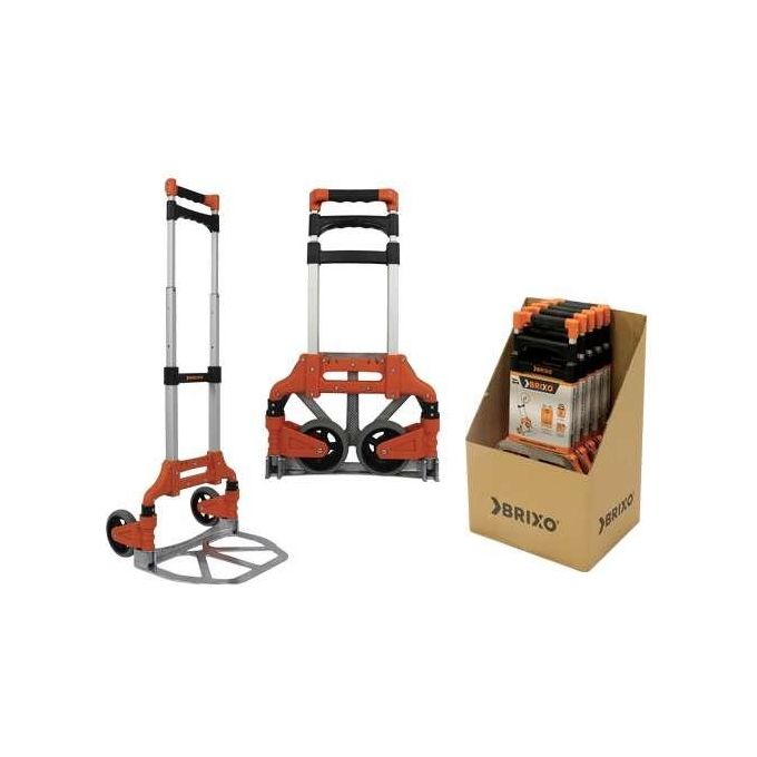 BRIXO FRA-280386 Kompact Carrello Pieghevole in Alluminio Portata 60 Kg Dimensioni Aperto 40x40xH90-100 cm Chiuso 5x38xH63 cm colore Arancione