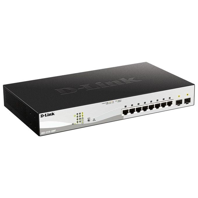 D-Link DGS-1210-10MP Switch Smart PoE Gigabit 8 Porte RJ-45 2 Porte SFP Capacita' 20 Gbit-s colore Nero Grigio