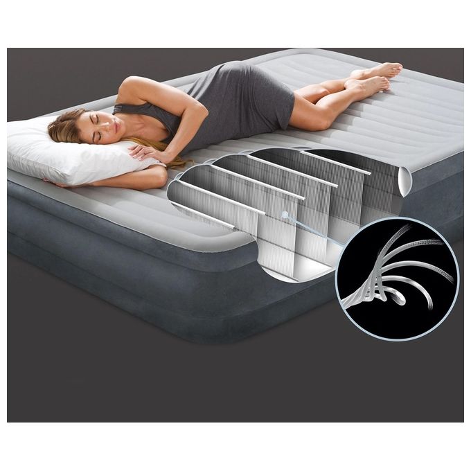 Intex 67770ND Materasso Dura-Beam Comfort Plush Matrimoniale con Pompa Elettrica Incorporata 152x203x33 cm Versione 2023