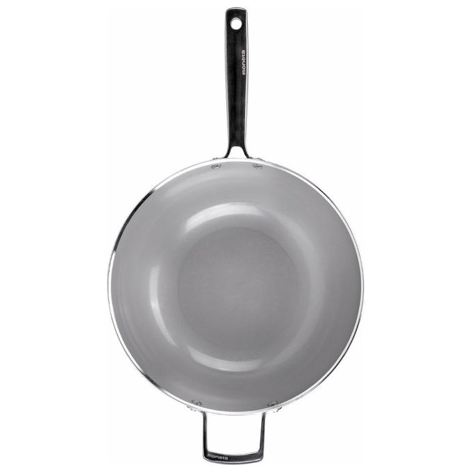 Alluflon Moneta Wok Armonia Finegres 32cm con Doppio Manico Nero