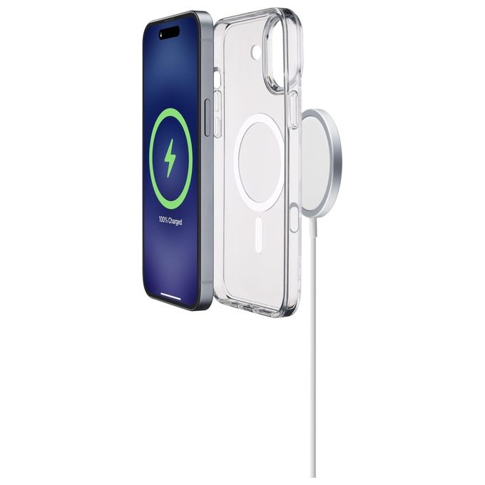 Cellularline GLOSSMAGIPH16MAXT Gloss Mag Cover per iPhone 16 Plus 6.7'' con Magneti MagSafe e Ricarica Wireless Compatibile colore Trasparente