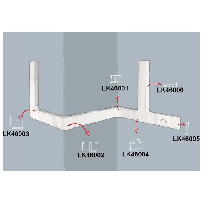 Link angolo 90° a l per canalina lk46118 mm. 46x18