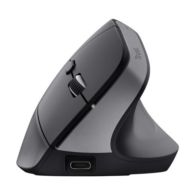 Trust 25146 Bayo+ Mouse Verticale Ergonomico Wireless RF 2.4 GHz Bluetooth Ottico 2400 DPI 6 Tasti Multidispositivo colore Nero