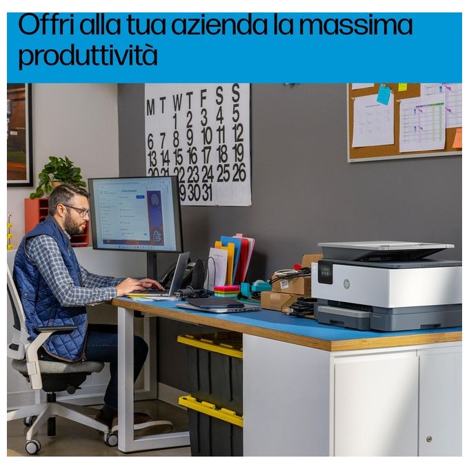 HP 4V2N0B OfficeJet Pro 9120b Stampante Multifunzione a Getto d'Inchiostro Colore con Stampa Fronte-Retro Automatica Wi-Fi Bluetooth ADF 4 Cartucce Risoluzione 4800x1200 DPI Schermo Touch 2.7'' colore Grigio